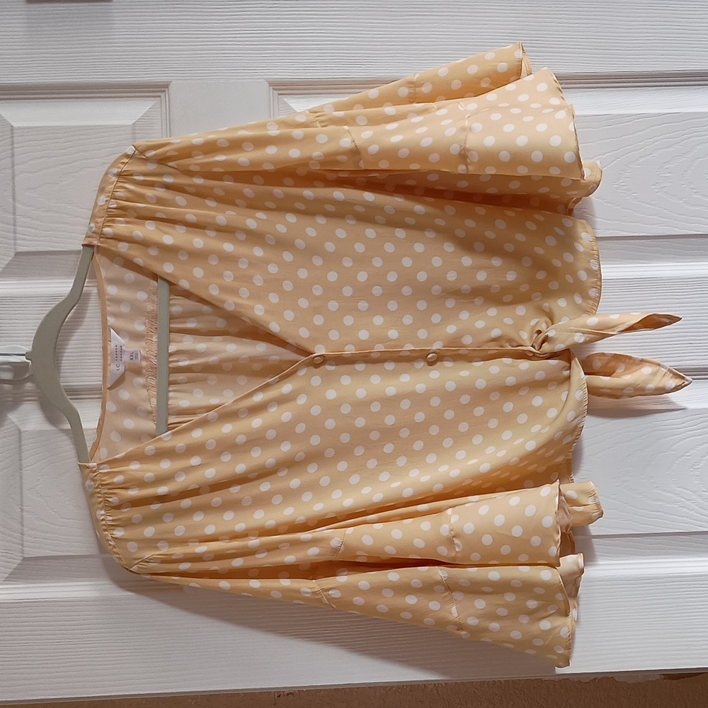 Lauren Conrad Cropped Size XXL Polka Dot Blouse  (b333)